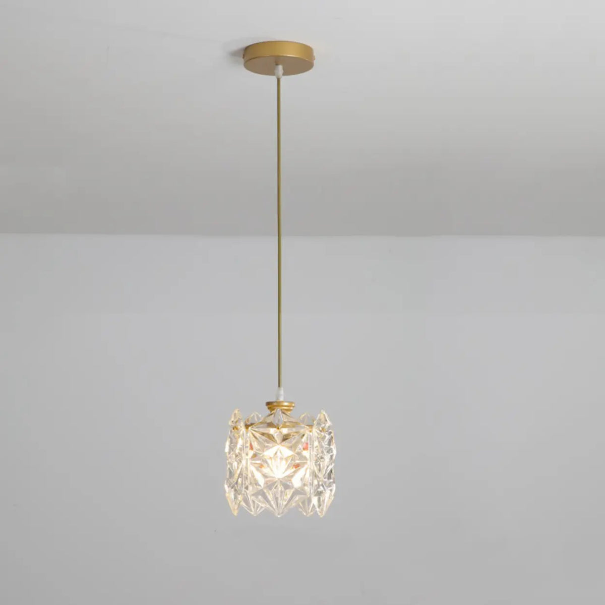 Modern Cylindrical Cube Clear Glass Pendant Light