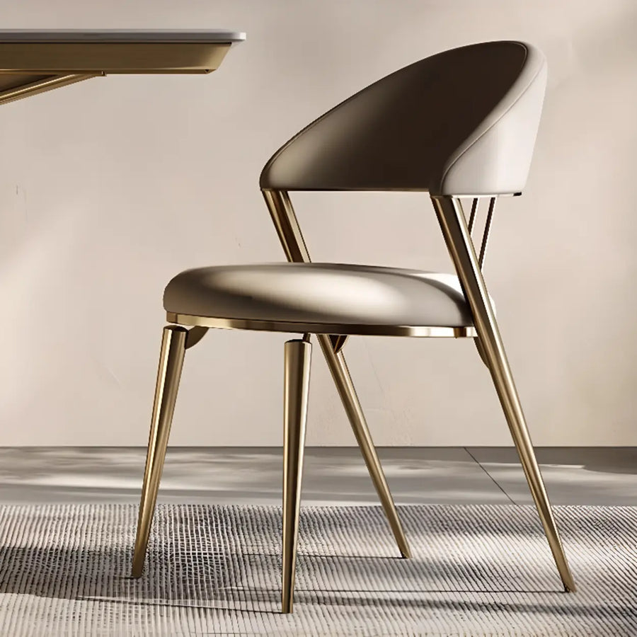 Modern Ergonomic Back Faux Leather Upholstered Dining Chair
