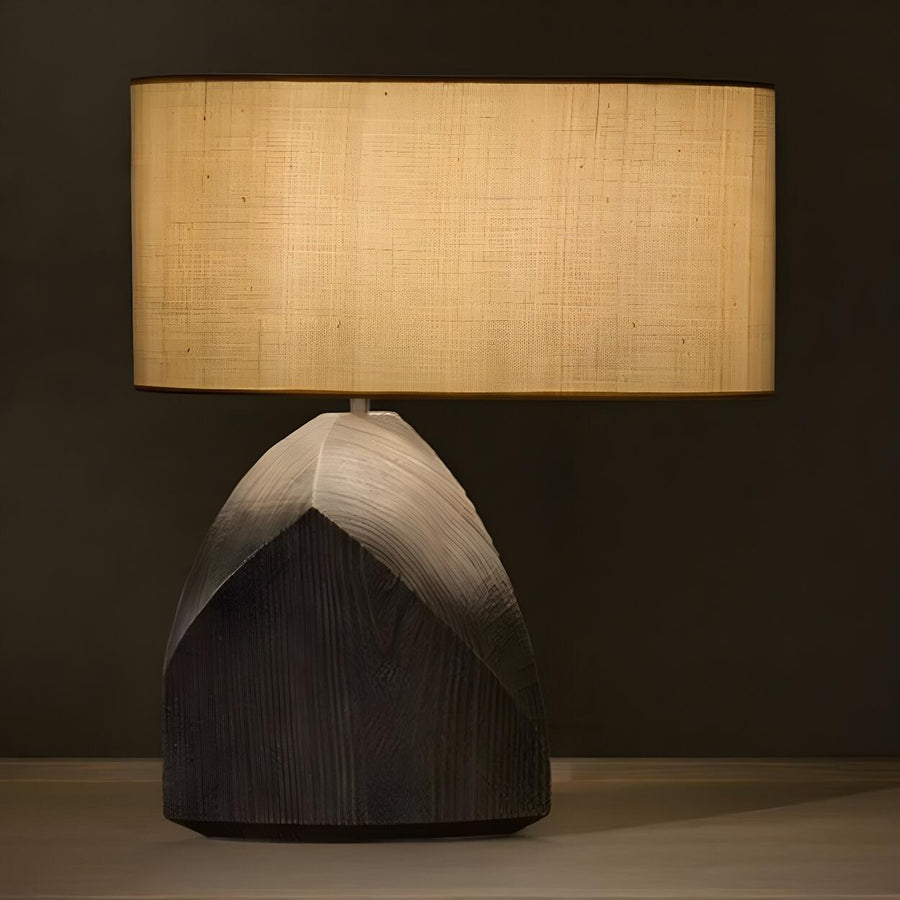 Modern Fabric Shade Geometric Wooden Table Lamp