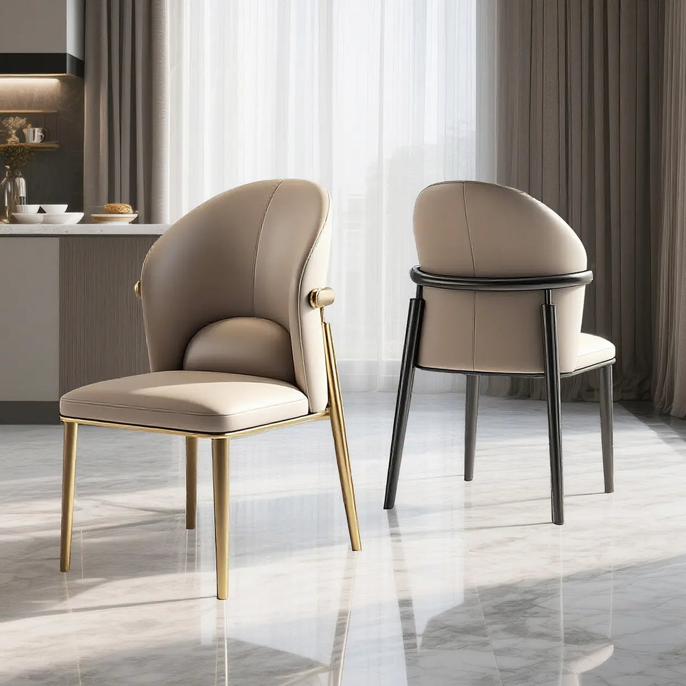 Modern Glam Faux Leather Upholstered Back Armless Dining Chair