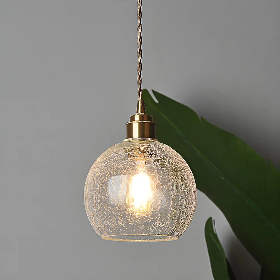 Modern Globe Crackle Clear Glass Pendant Light
