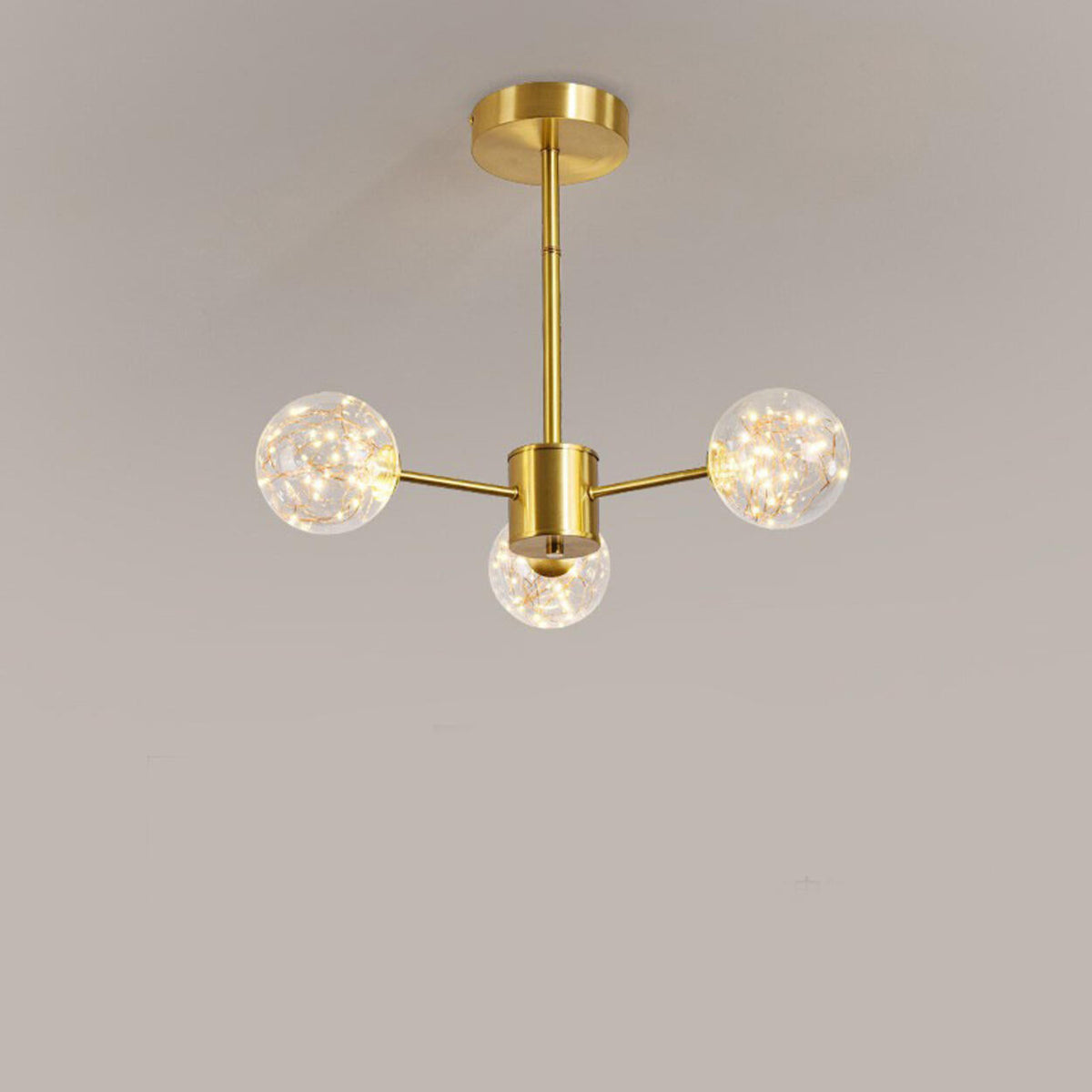 Modern Gold Globe Clear Glass Bubble Branch Chandelier