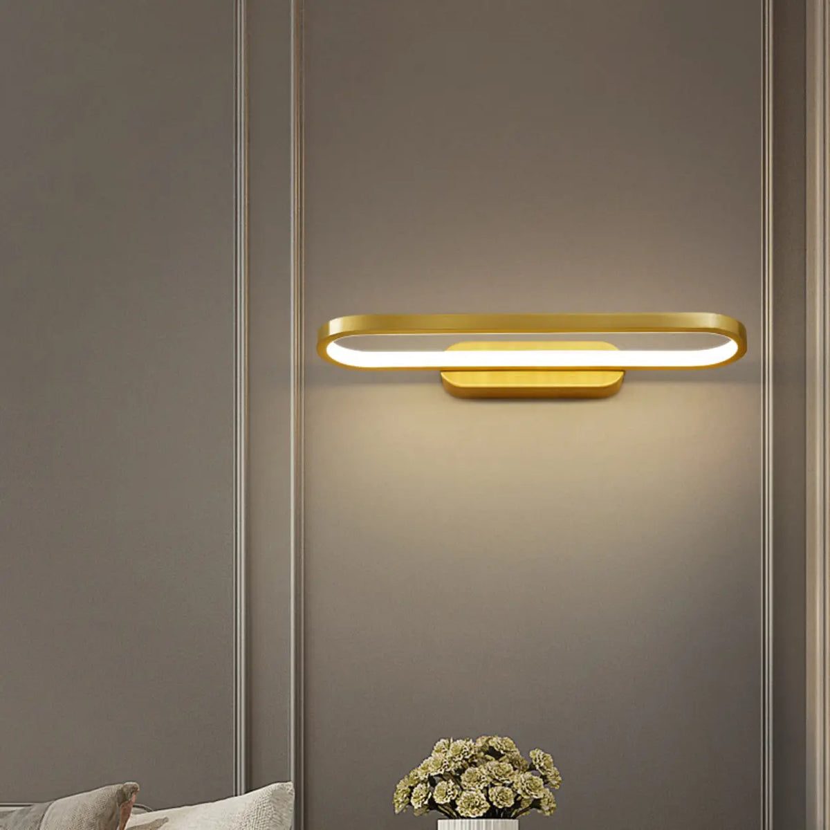 Modern Gold Oval LED Vanity Wall Light Fixtures