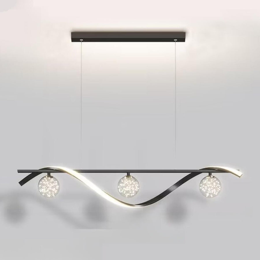 Modern Gold Wave Glass Globe Island Pendant Light