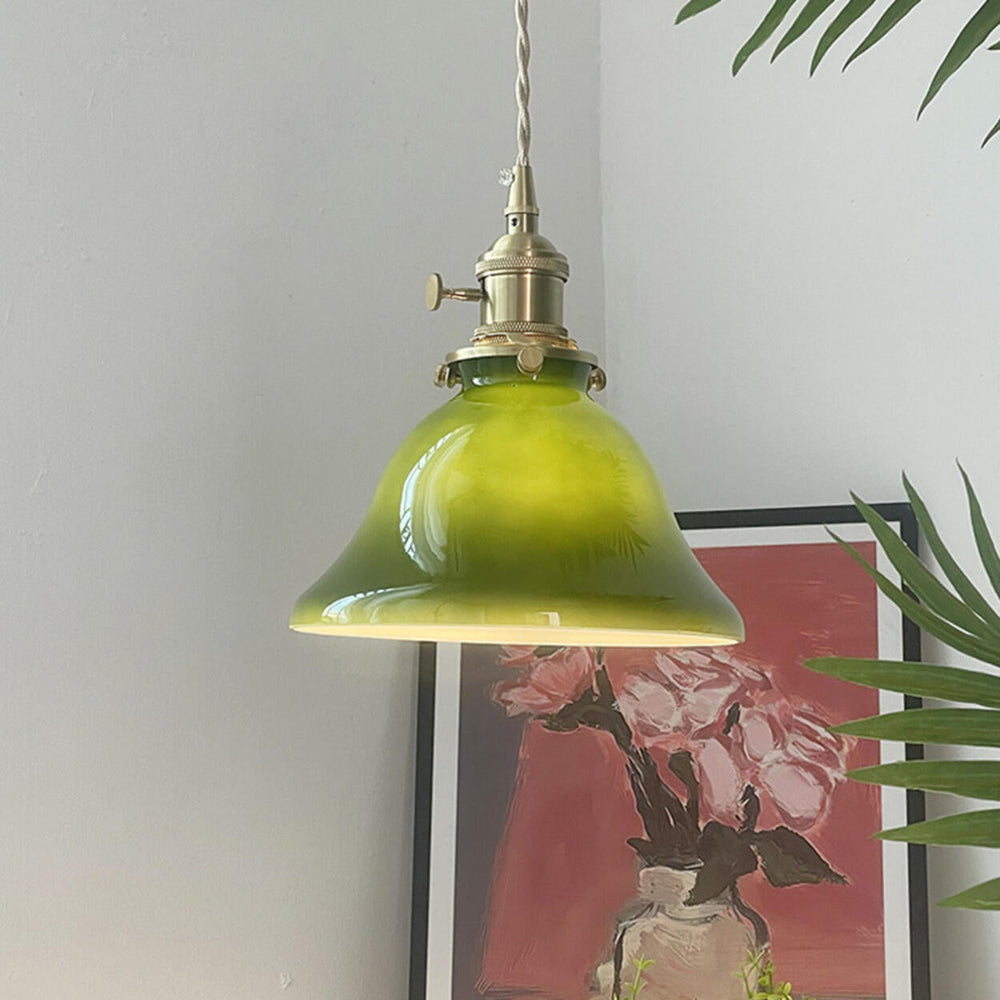 Modern Green White Glass Dome Metal Pendant Light