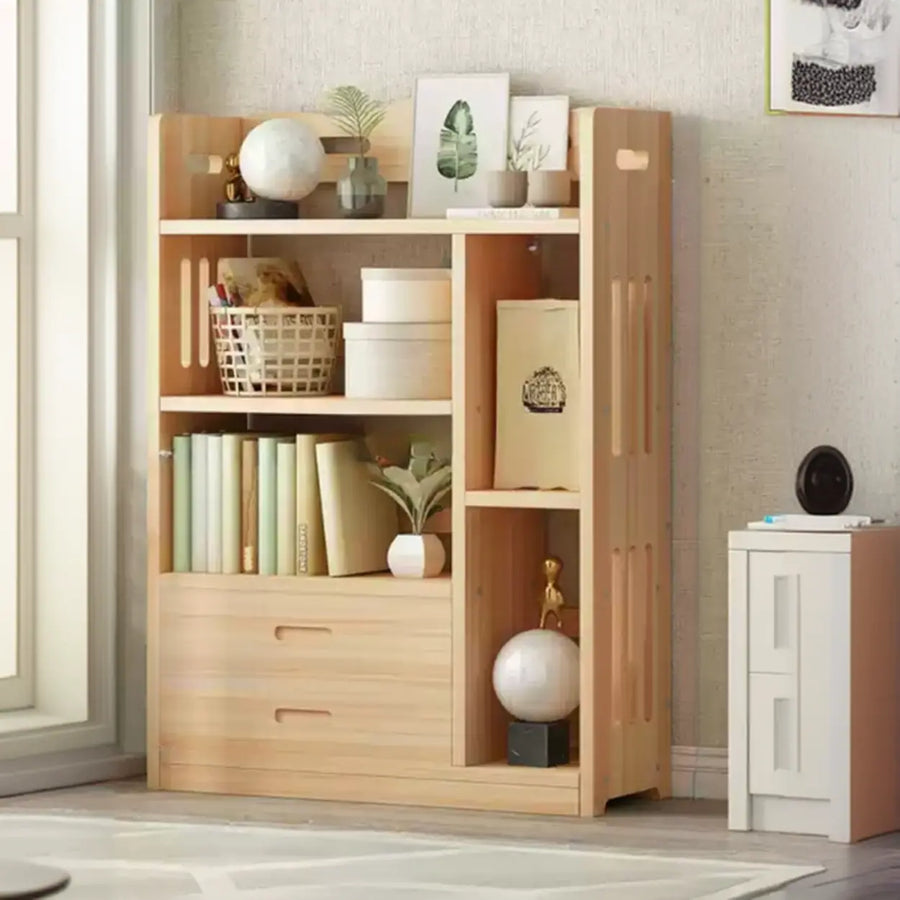 Modern Kids Room Vertical Wooden Natural Bookshelf