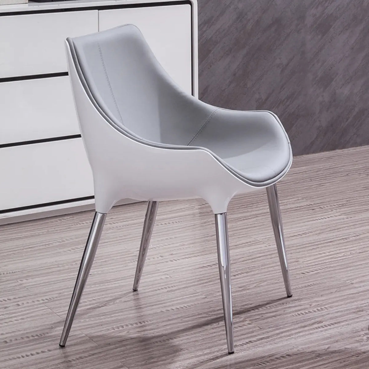 Modern Leather Armless Upholstered Solid Back Dining Chair