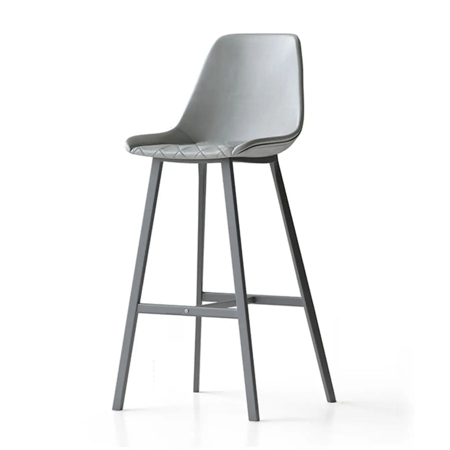 Modern Leather Counter Height Bar Stool with High Back