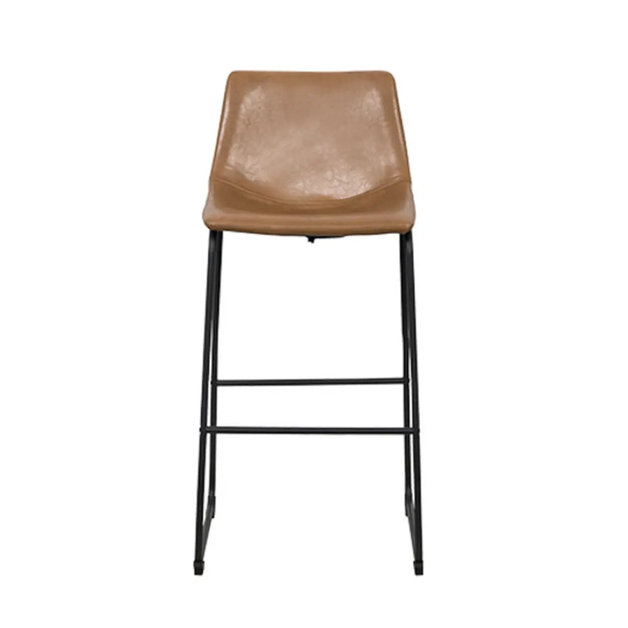 Modern Leather Counter Height Bar Stool with Metal Legs