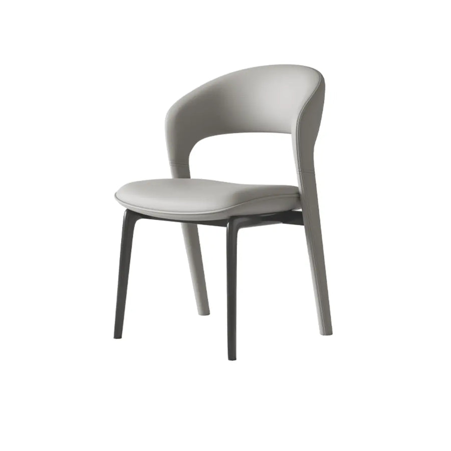 Modern Leather Ergonomic Curved Back Upholstered Dining Chair
