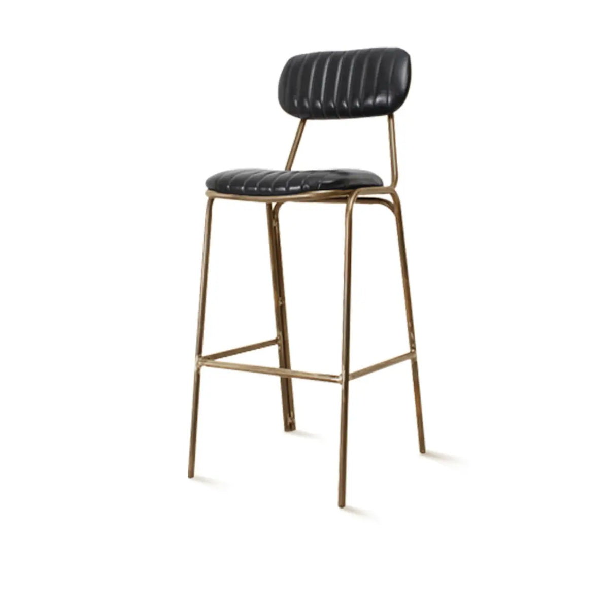 Modern Leather Metal Saddle Low Back Bar Stool With Footrest