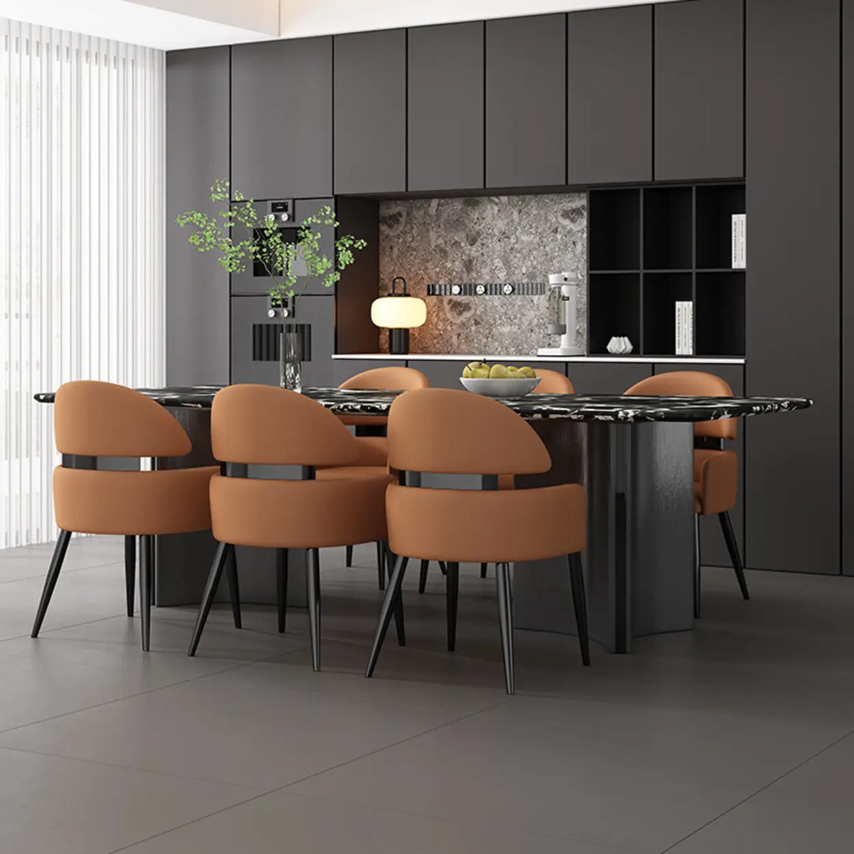 Modern Leather Upholstered Dining Chairs With Arms