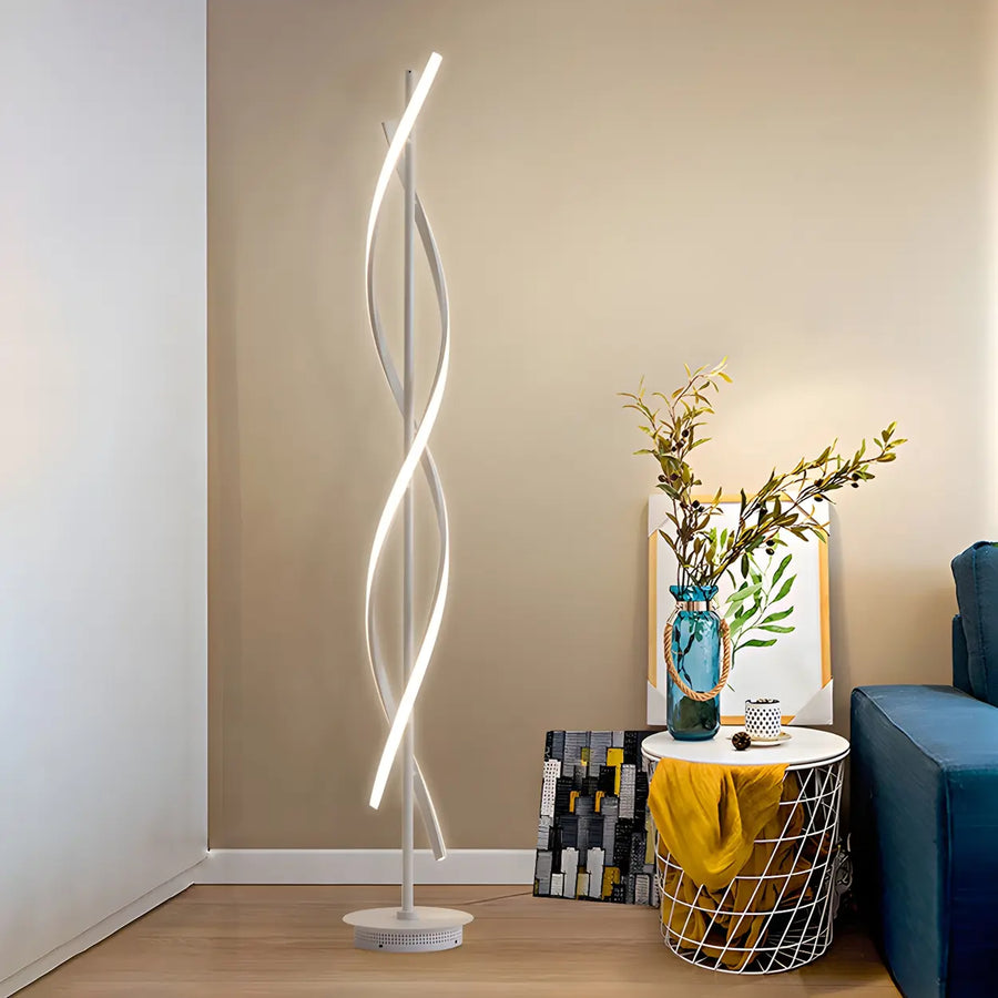 Modern LED Bedroom White Spiral Acrylic Floor Lamp