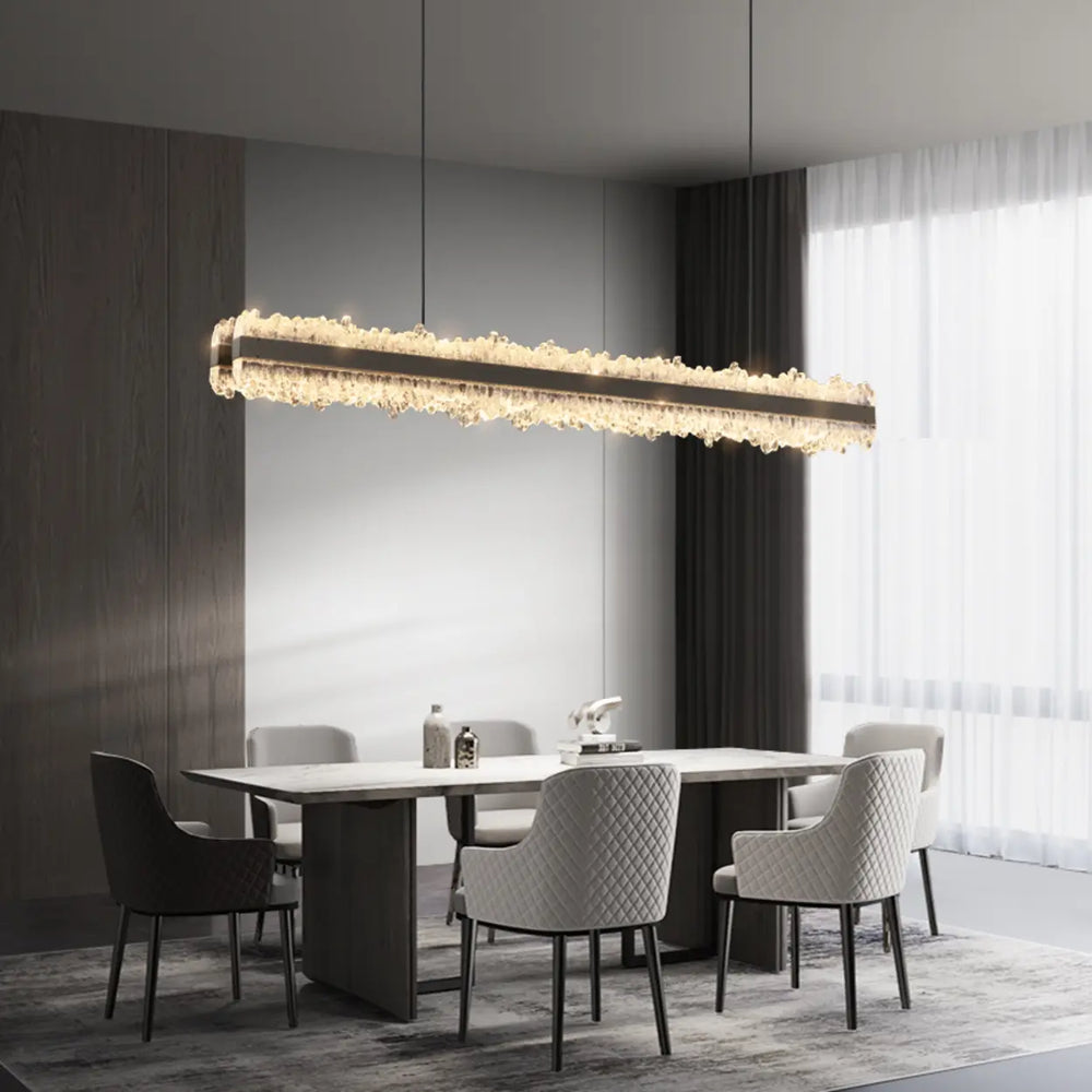 Modern Linear Crystal Chandelier for Dining Room Decor