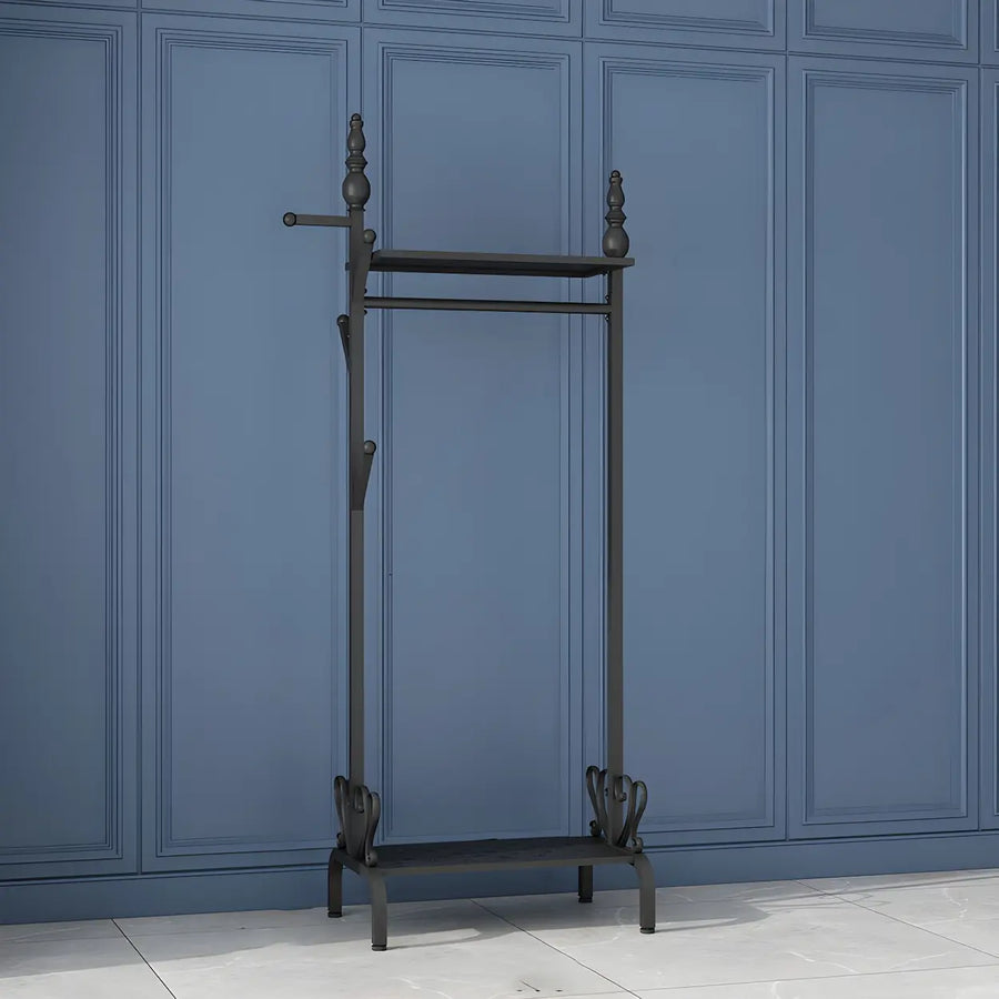 Modern Metal White Freestanding Coat Rack with Storage