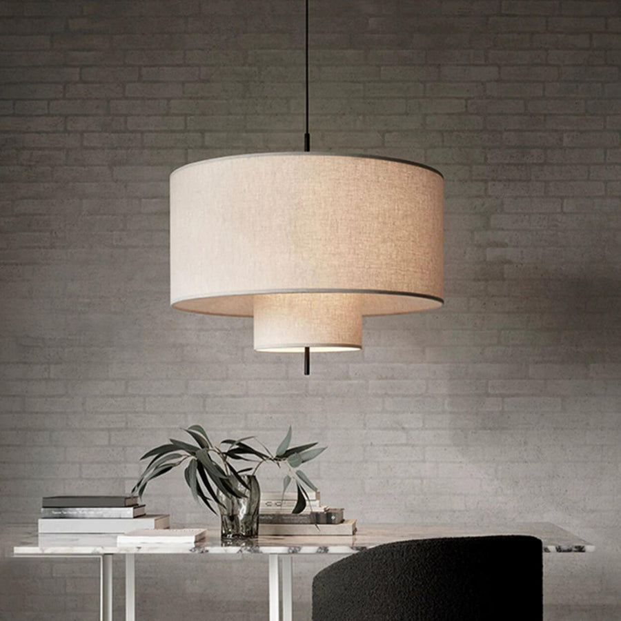 Modern Minimalist Fabric Cylinder Living Room Pendant Light