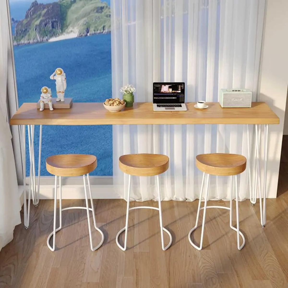 Modern Minimalist Rectangular Slim Natural Bar Table