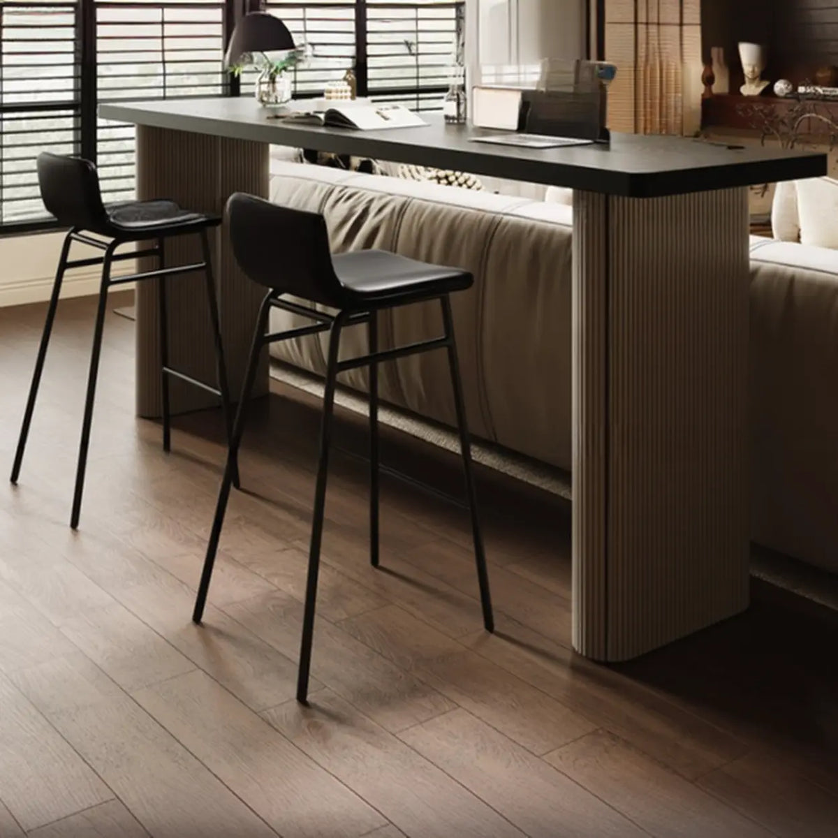 Modern Minimalist Rectangular Wood Sofa Bar Table