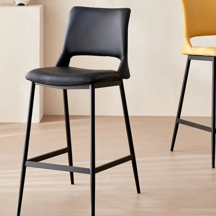 Modern Minimalist Upholstered Low Back Leather Saddle Bar Stool