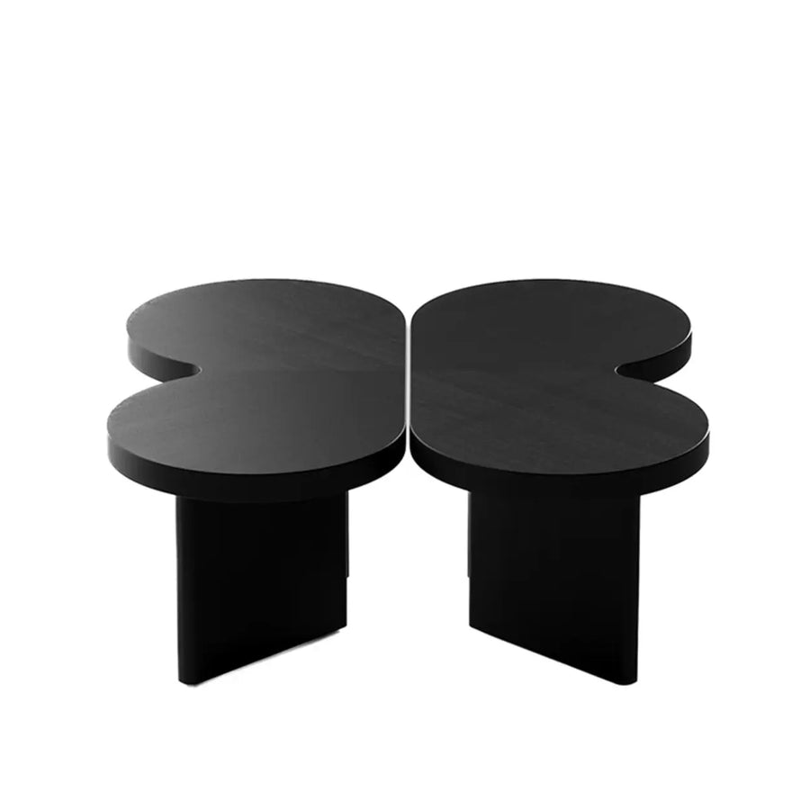 Modern Modular Black Clover Bunching Coffee Table Set of Two
