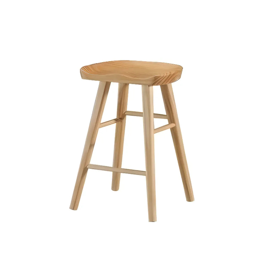 Modern Natural Wood Counter Height Bar Stool With Footrest