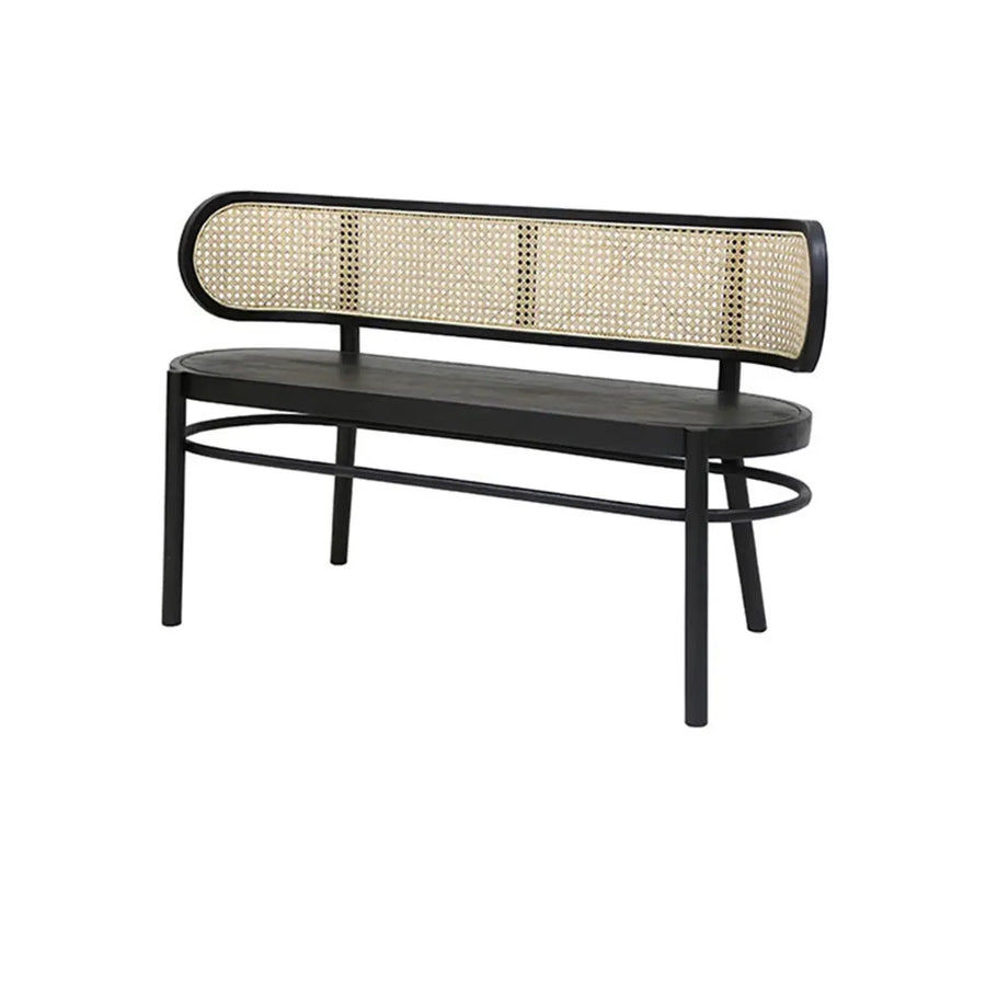 Modern Rattan-Back Wooden Bench for Stylish Home Décor
