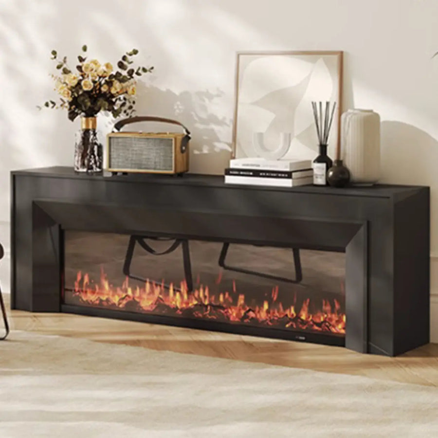Modern Rectangle White Matte Wood Fireplace TV Stand