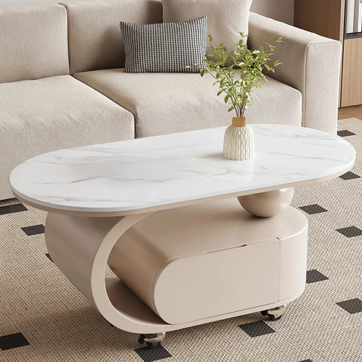 Modern Rolling Coffee Table with Storage and Sleek Design