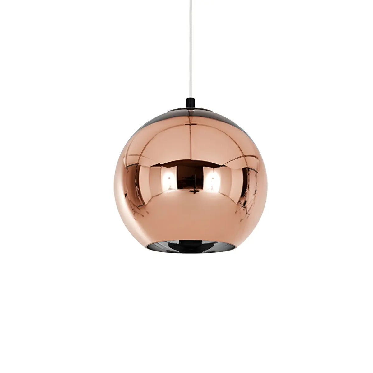 Modern Rose Gold Mirrored Glass Globe Bar Pendant Light
