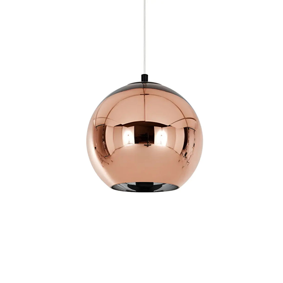 Modern Rose Gold Mirrored Glass Globe Bar Pendant Light