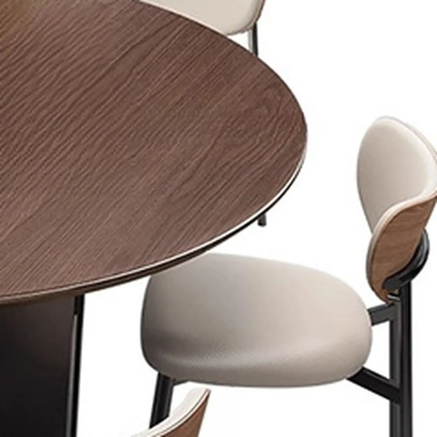 Modern Rotating Lazy Susan Round Brown Wood Dining Table