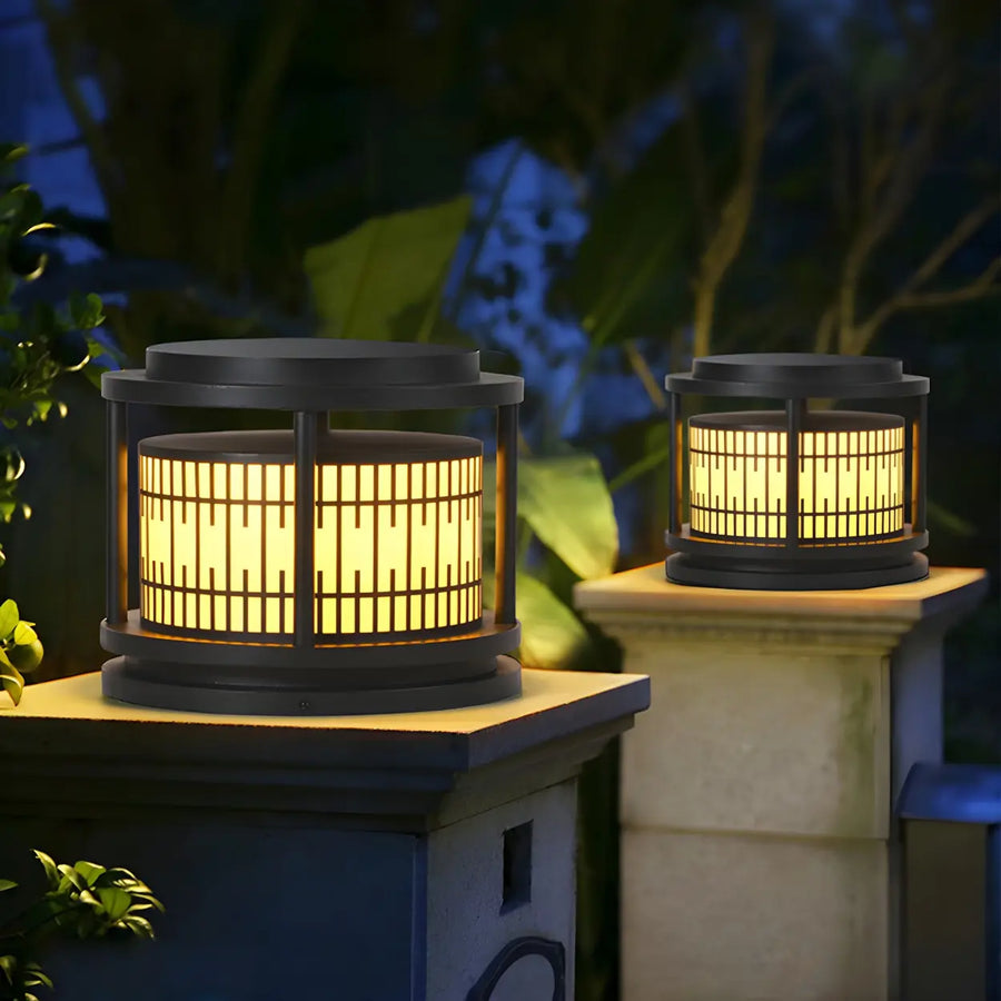 Modern Round Lantern Outdoor Waterproof Solar Pillar Light