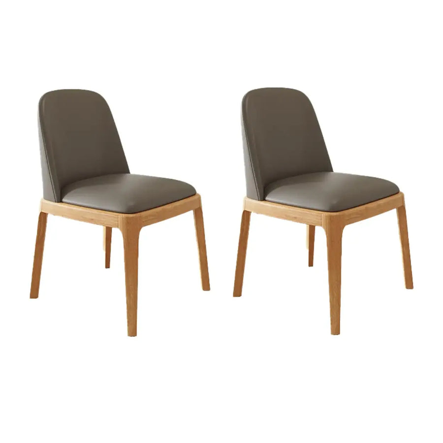 Modern Rubber Wood Upholstered Curved Back Dining Chair Set of 2