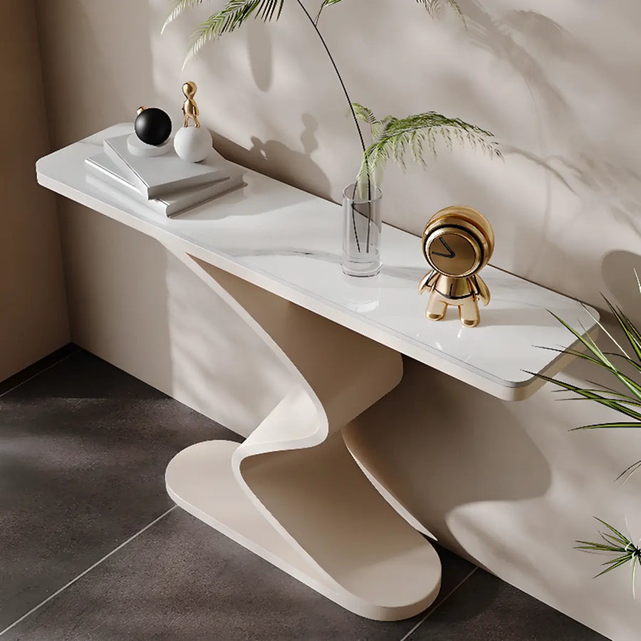 Modern Scratch Resistant Stone Top Curved Base Console Table