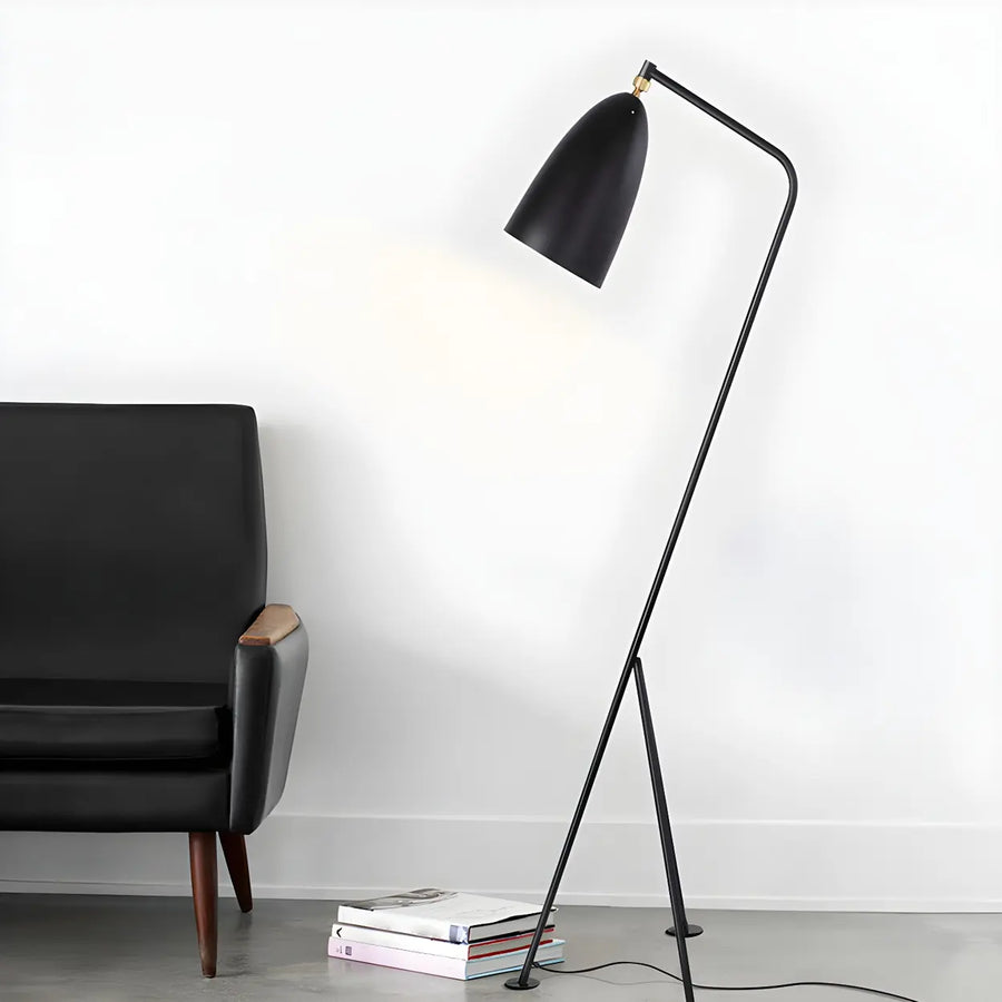 Modern Simple Black Cone and Tripod Metal Floor Lamp