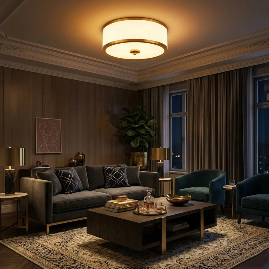 Modern Simple Fabric Drum Flush Mount Ceiling Light