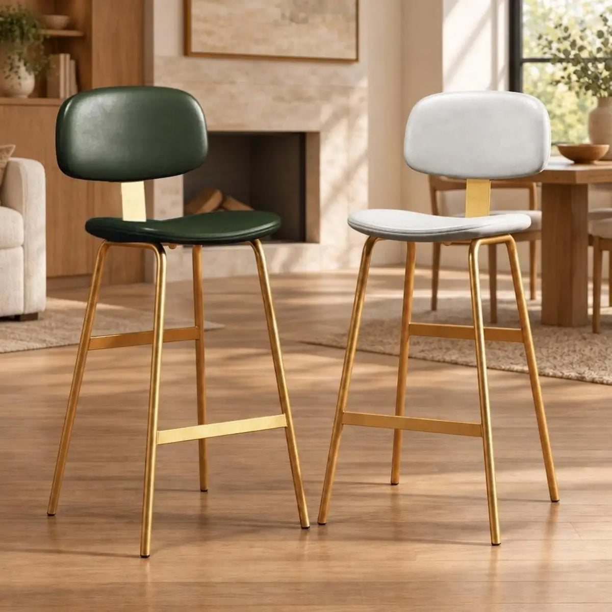 Modern Simple Hideskin Gray Saddle Seat Low Back Bar Stools