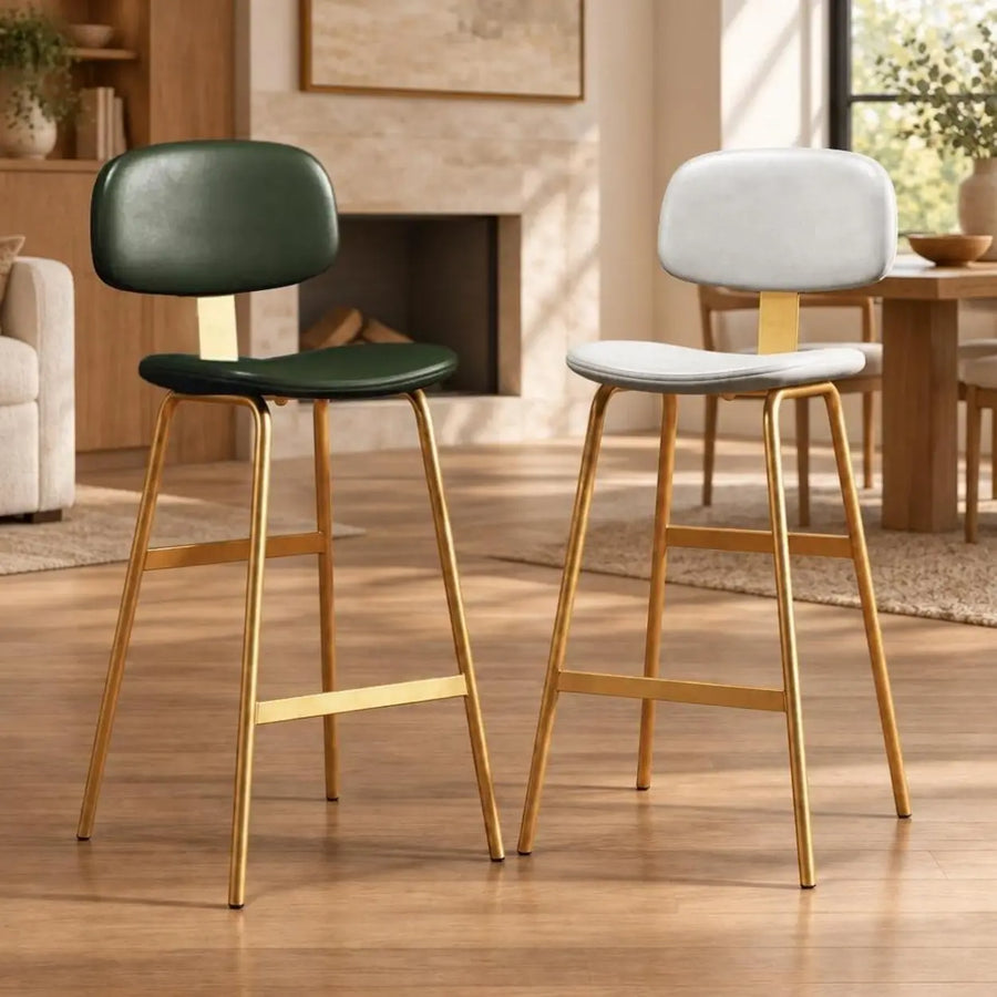 Modern Simple Hideskin Gray Saddle Seat Low Back Bar Stools