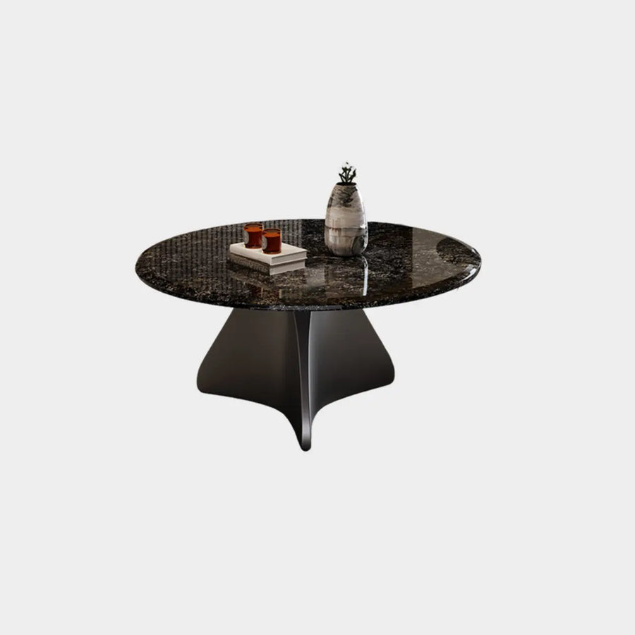 Modern Small Round Polished Stone Stain-Resist Coffee Table