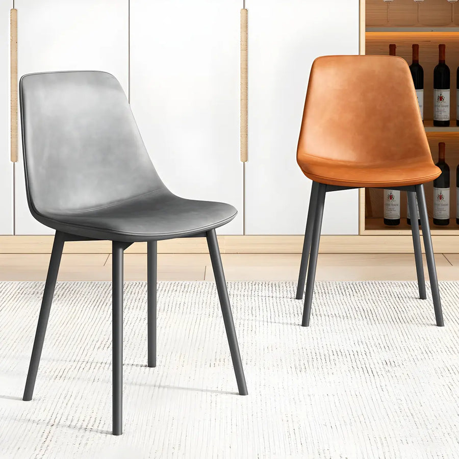 Modern Solid Back PU Leather Upholstered Dining Chairs
