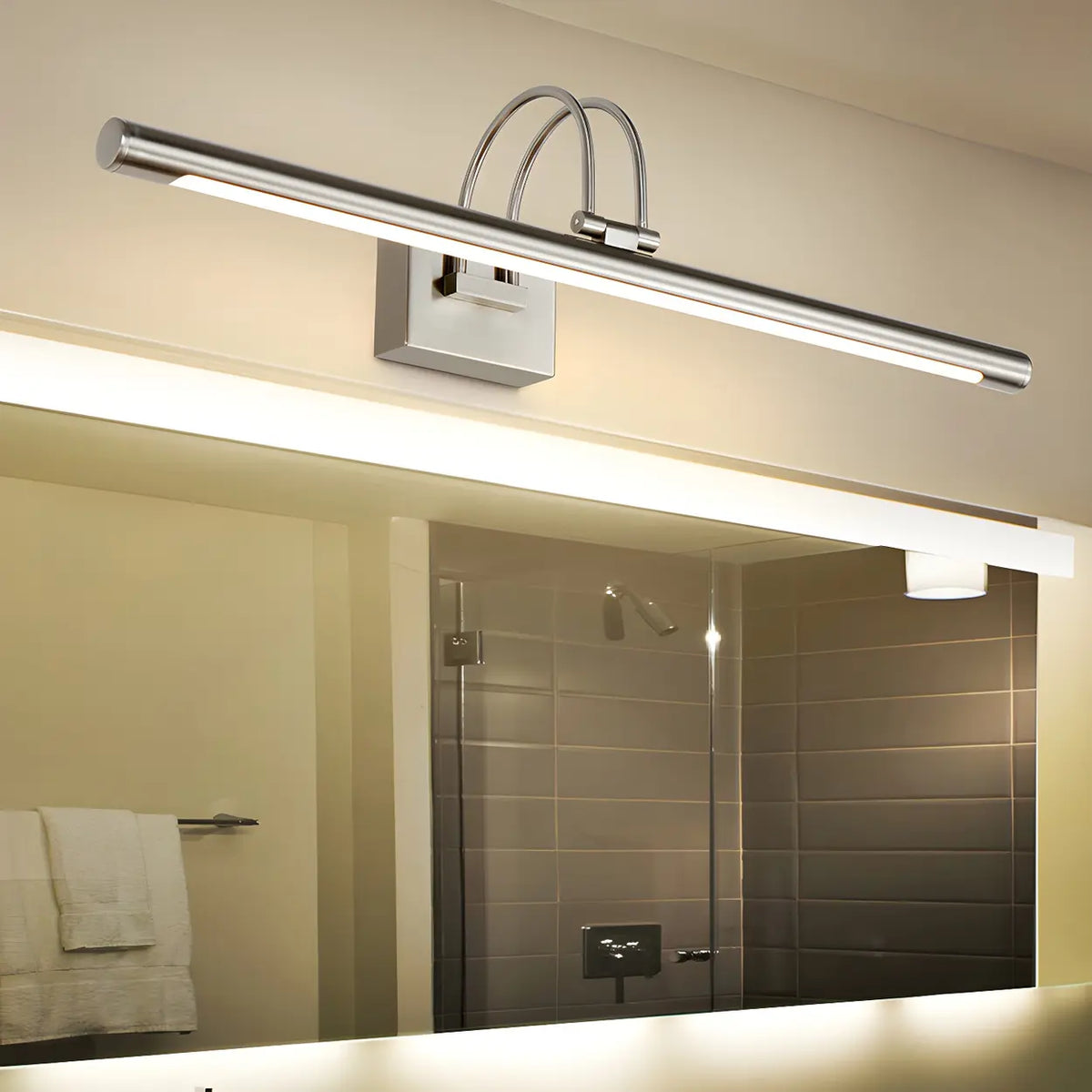 Modern Stylish Silver Linear LED Metallic Vanity Light