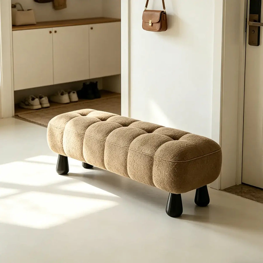 Modern Tufted Chenille Upholstered Bedroom Entryway Bench