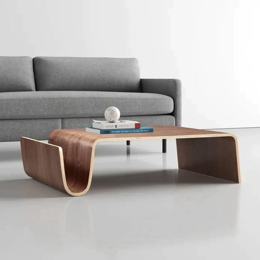 Modern Unique Curved Wood Integrated Coffee Table