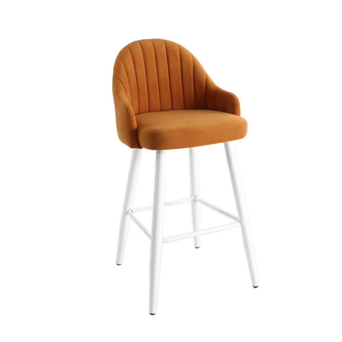 Modern Upholstered Apricot Rectangular Bar Stools with Arms