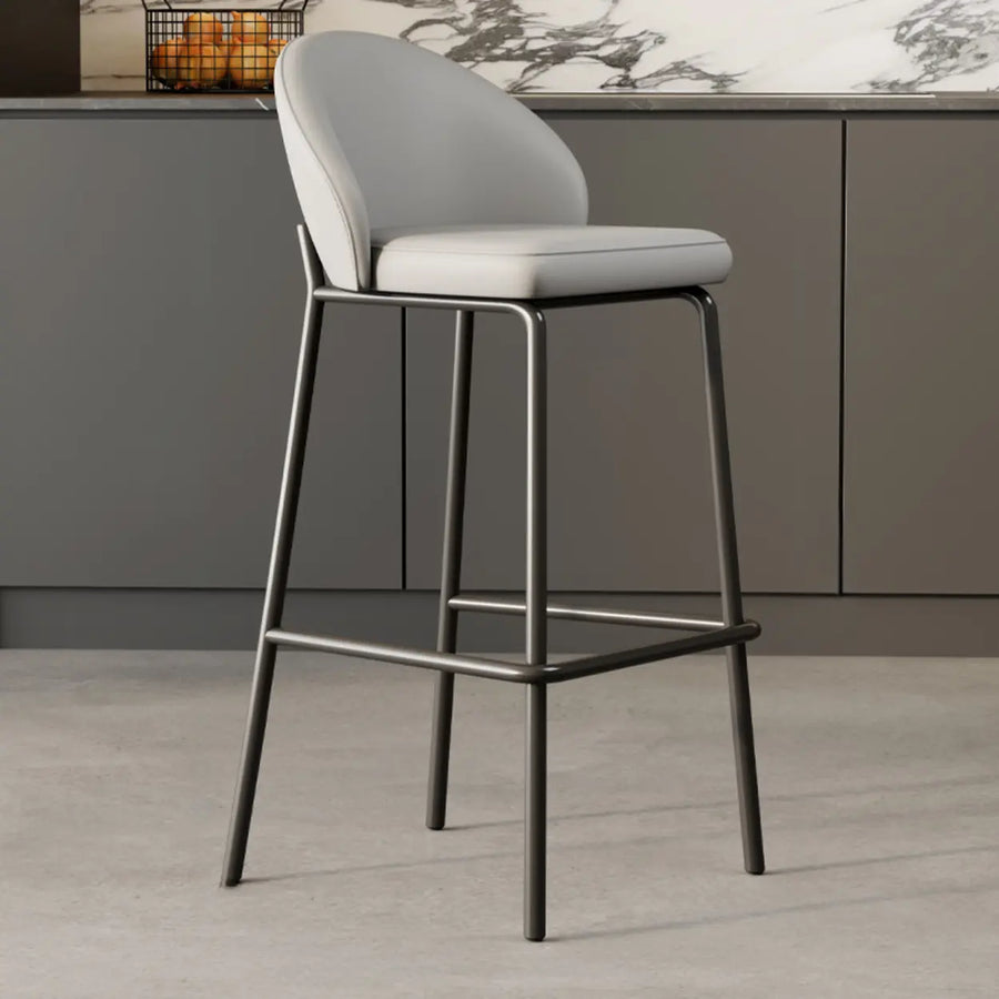 Modern Upholstered Leather Bar Stool with Backrest