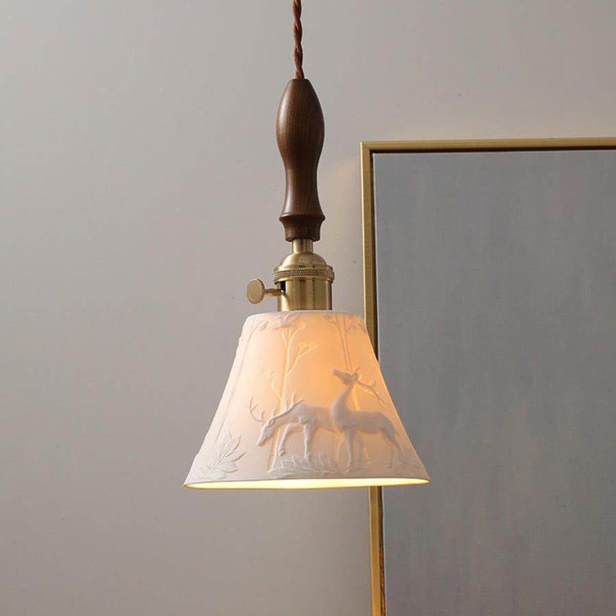 Modern Wood Cone Rope Ceramic Pendant Lights