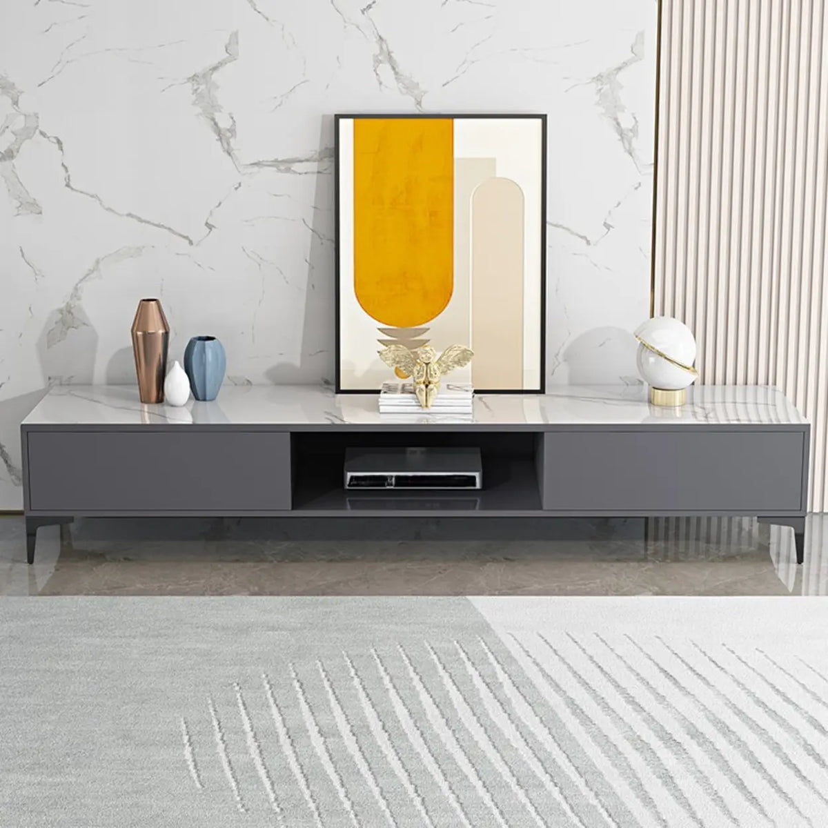 Modern Wood Rectangle Open Storage Cabinet TV Stand