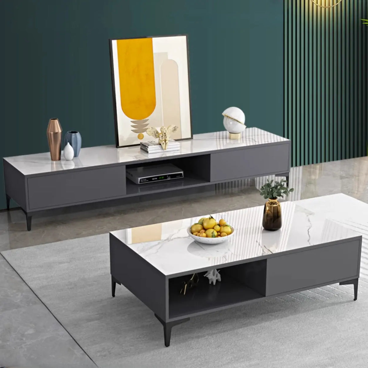 Modern Wood Rectangle Open Storage Cabinet TV Stand