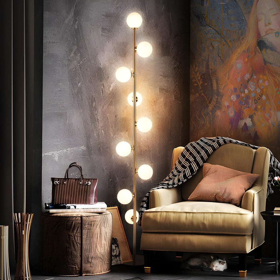 Multi-Light Globe Gold Metal Living Room Floor Lamp