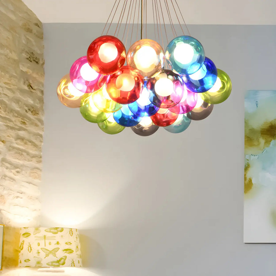 Multicolor Glass Bubble Dining Room Haning Chandelier